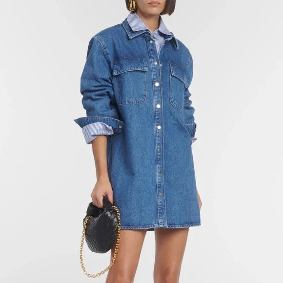 white christmas dresses FRAME- The Shift Dress in Mingle Denim main image 1